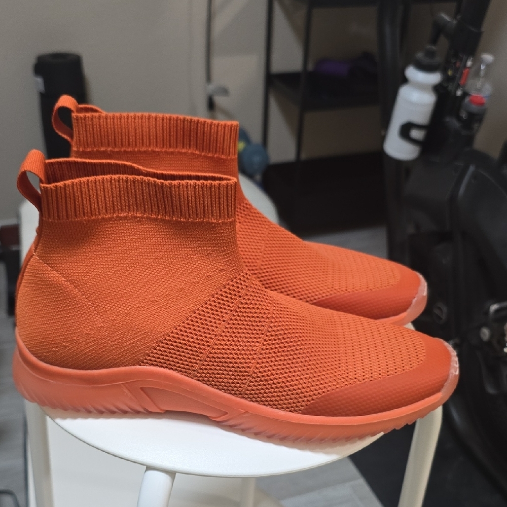 Vibrant Orange Knit Sneakers